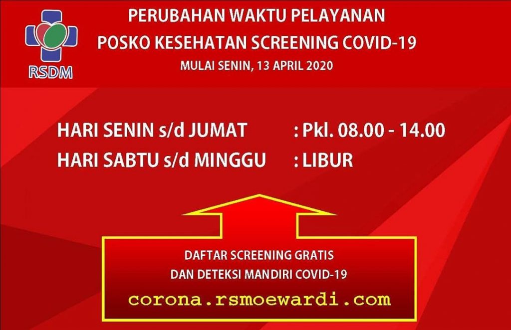 Perubahan Jam Pelayanan Screening Gratis COVID-19