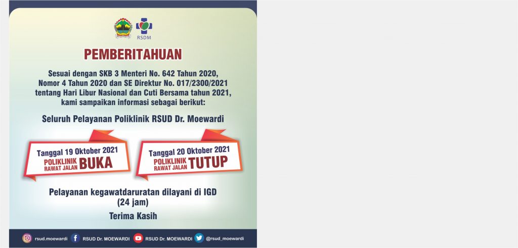 Pengumuman Hari Libur Tanggal 20 Oktober 2021