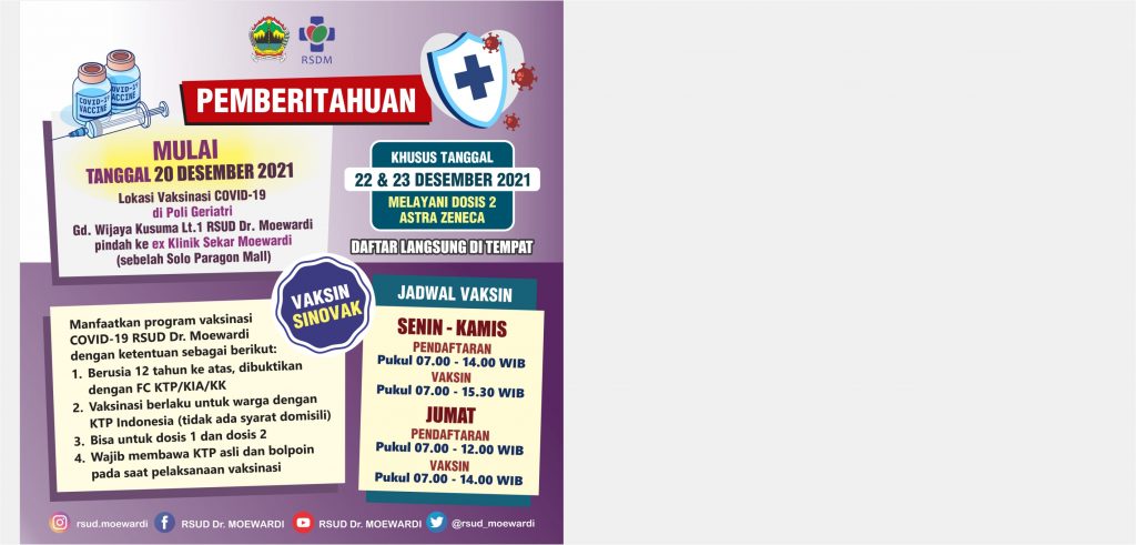 Lokasi Vaksinasi COVID-19 Kembali ke Eks. Klinik Sekar Moewardi
